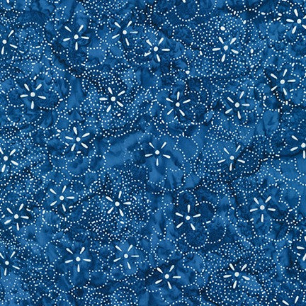 Robert Kaufman Artisan Batiks Kasuri Blue Flowers Fabric