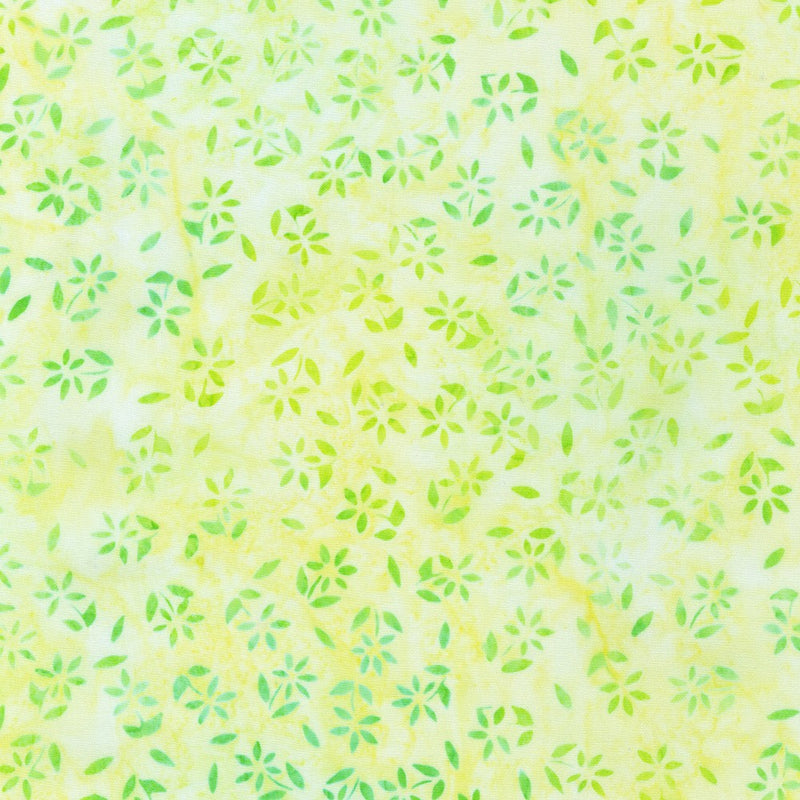 Robert Kaufman Petite Pastels Flowers Lime Batik Fabric