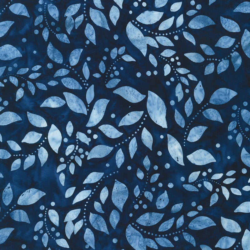 Robert Kaufman Artisan Batiks Kasuri Blue Sprigs Fabric