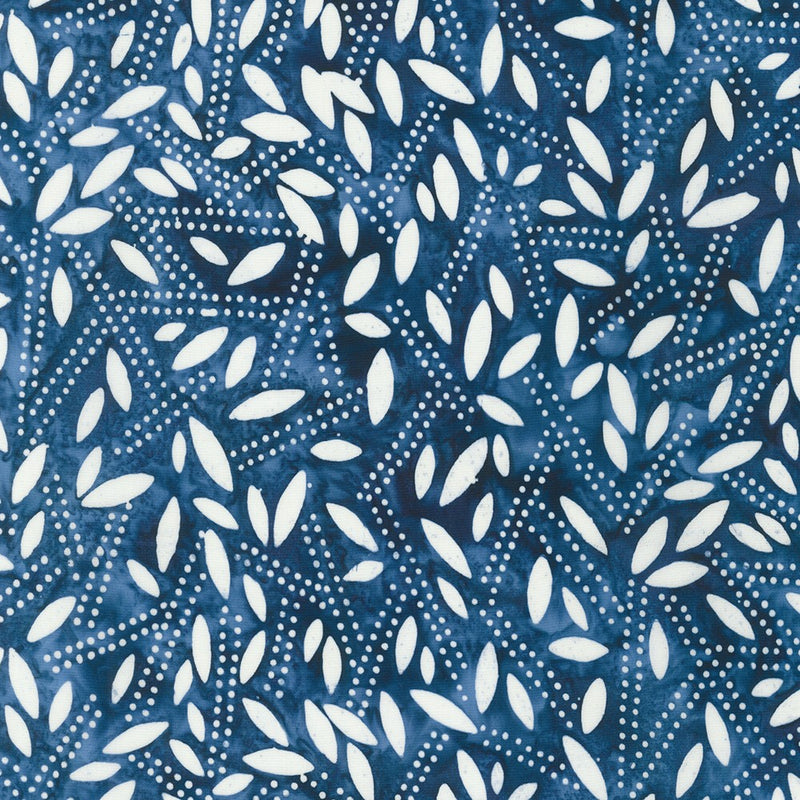 Robert Kaufman Artisan Batiks Kasuri Denim Geo Leaves Fabric