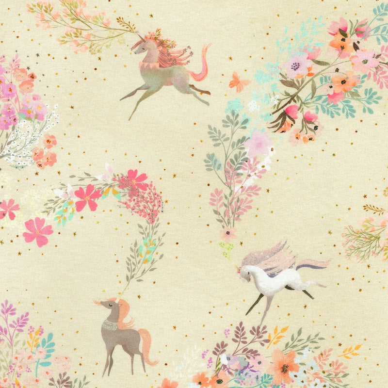 Robert Kaufman Unicorn Meadow Cream Unicorn Dance Fabric