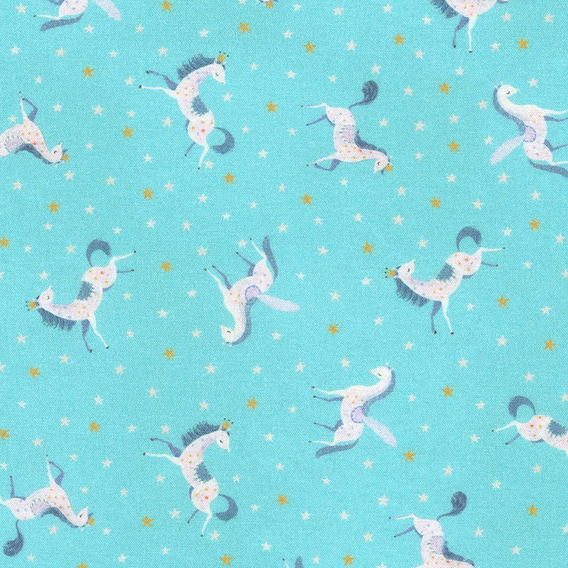 Robert Kaufman Unicorn Meadow Sky Unicorn Toss Fabric