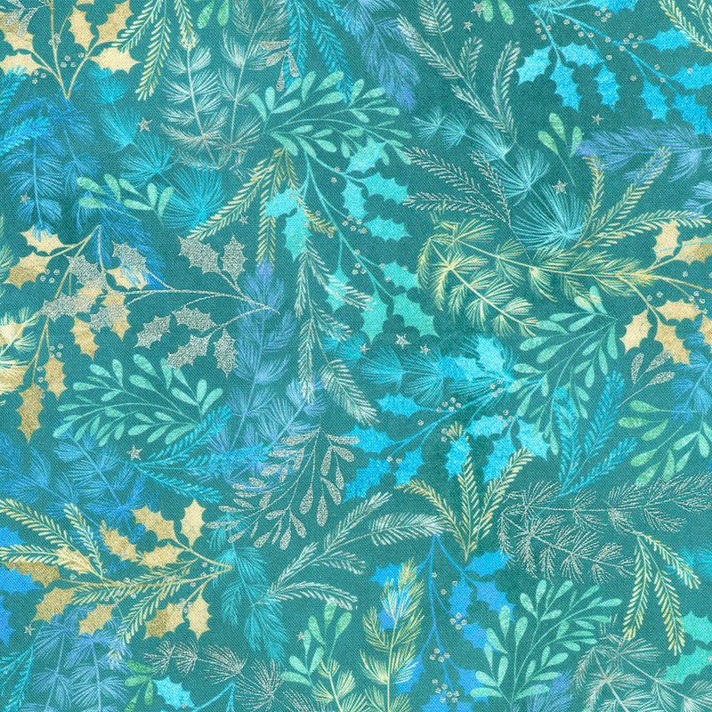 Robert Kaufman Peaceful Twigs Teal Fabric