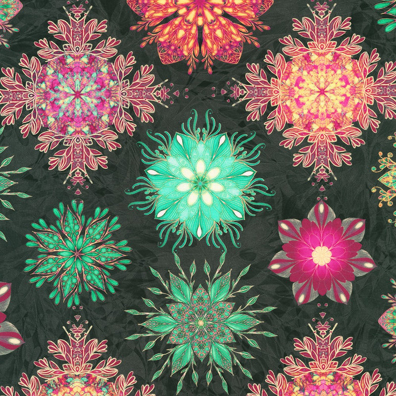 Robert Kaufman Calixta Floral Medalion Charcoal Fabric