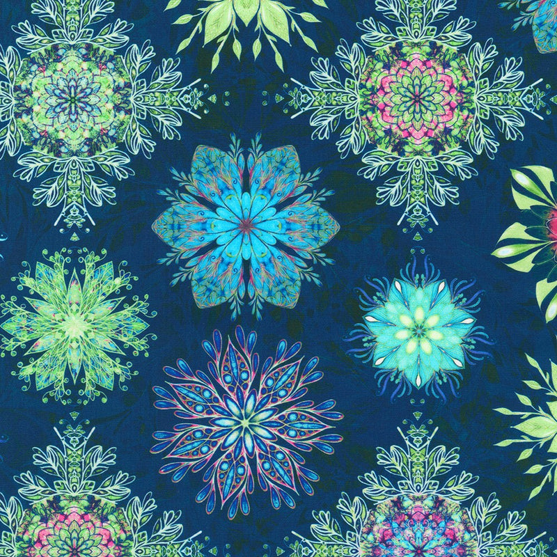 Robert Kaufman Calixta Floral Medallion Sapphire Fabric