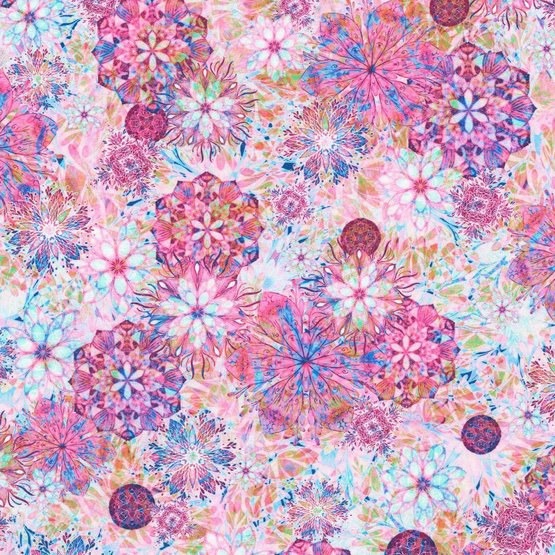 Robert Kaufman Calixta Floral Medallion Pearl Pink Fabric