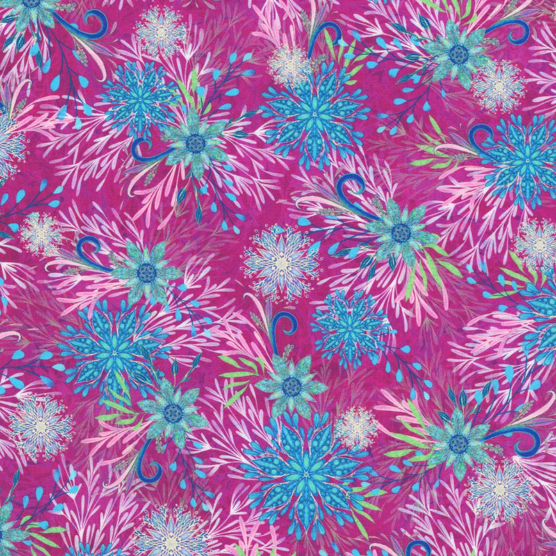 Robert Kaufman Calixta Floral Medallion Magenta Fabric