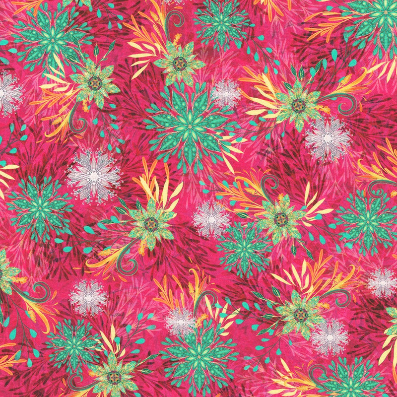 Robert Kaufman Calixta Floral Medalion Azalea Fabric