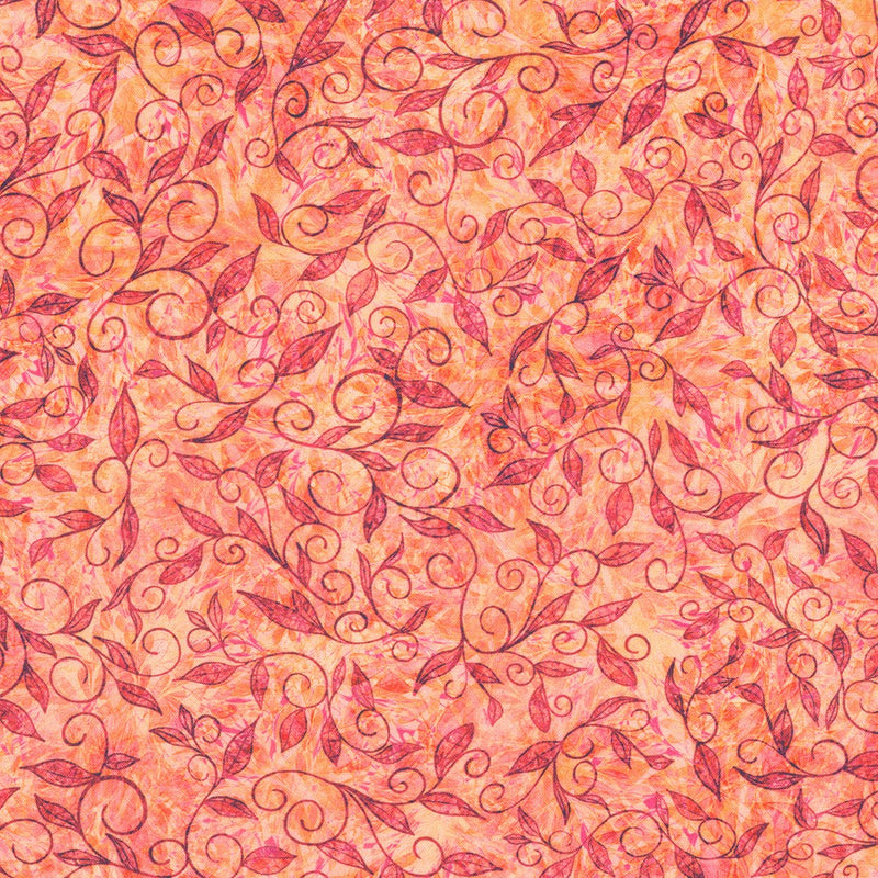 Robert Kaufman Calixta Foliage Coral Fabric