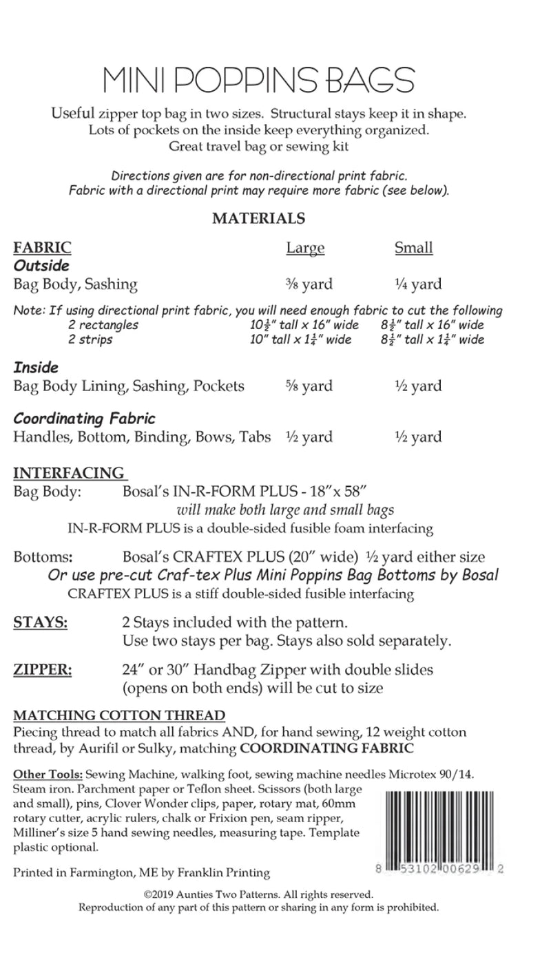 Mini Poppins Bag Pattern
