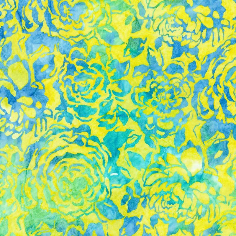 Robert Kaufman Azure Breeze Packe Roses Parakeet Batik Fabric