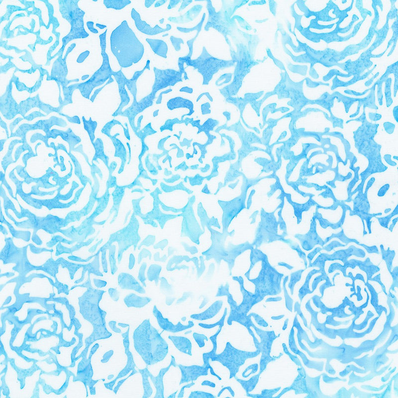 Robert Kaufman Azure Breeze Packed Roses Sky Batik Fabric