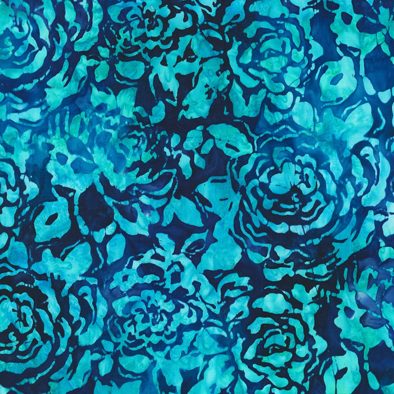 Robert Kaufman Azure Breeze Packed Roses Azure Batik Fabric