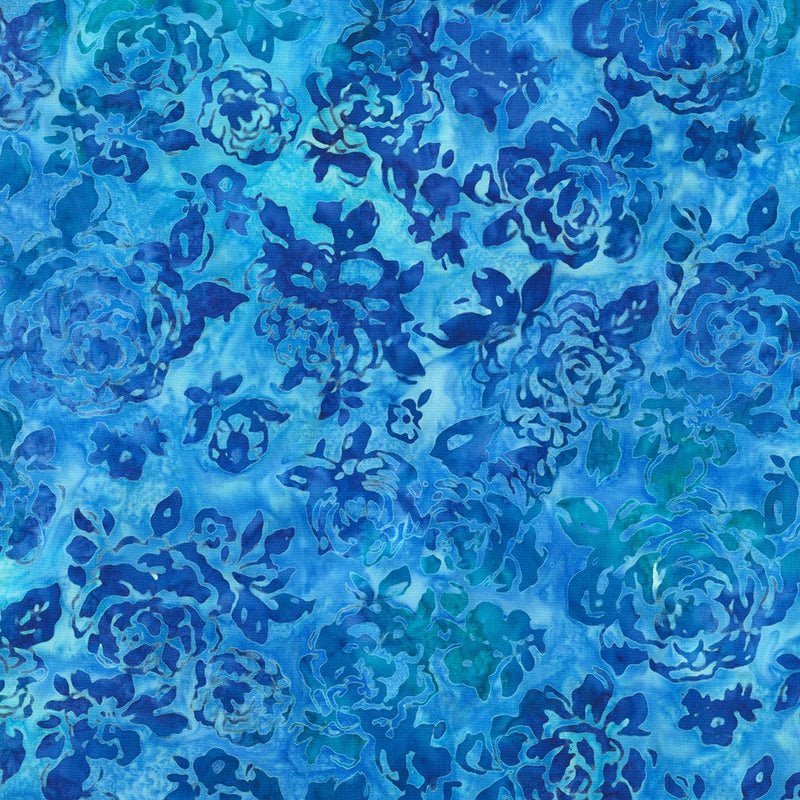 Robert Kaufman Azure Breeze Roses Surf Batik Fabric