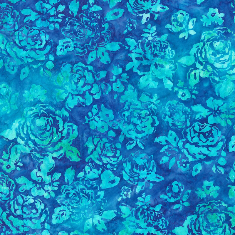 Robert Kaufman Azure Breeze Roses Ocean Batik Fabric