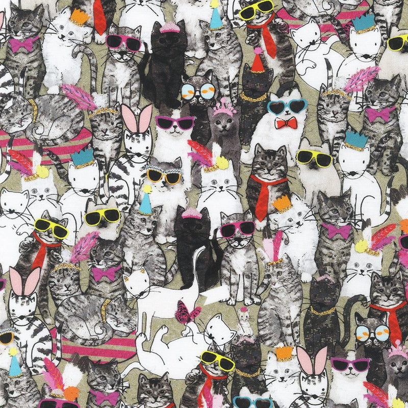 Robert Kaufman Fancypants Packed Kitties Fabric