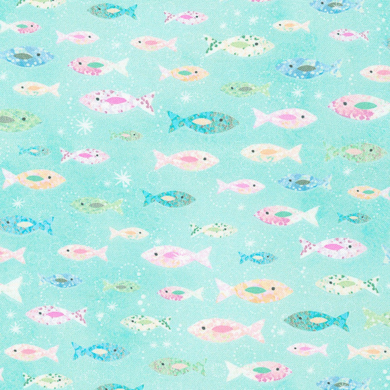 Robert Kaufman Marine Delights Fish Seafoam Fabric