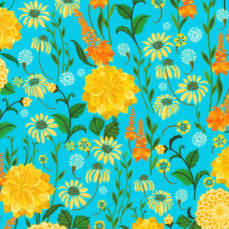 Robert Kaufman Faraway Florals Pool Fabric