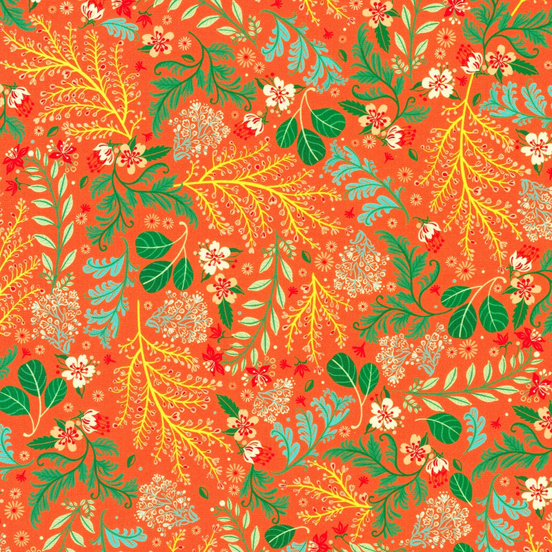 Robert Kaufman Faraway Florals Tangerine Fabric