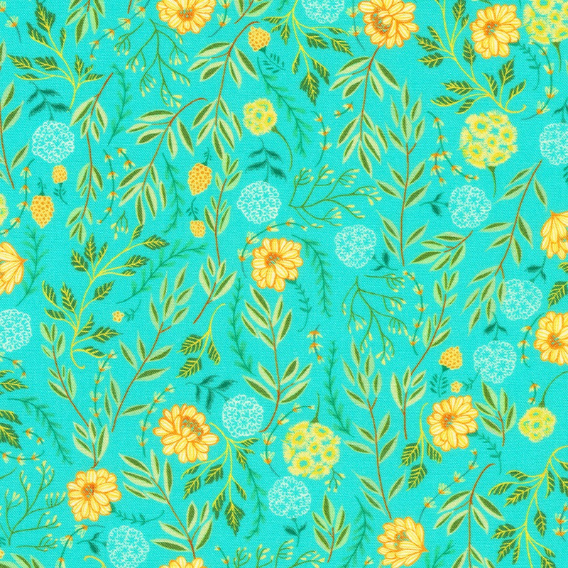 Robert Kaufman Faraway Florals Aqua Fabric