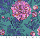 Northcott Indelible Peony Jade 108" Wide Back Fabric