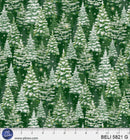 P & B Textiles Believe Large Packed Trees Green Fabric