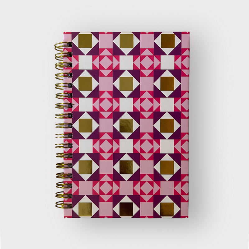 Quilt Jazz Pink Spiral Bound Notebook