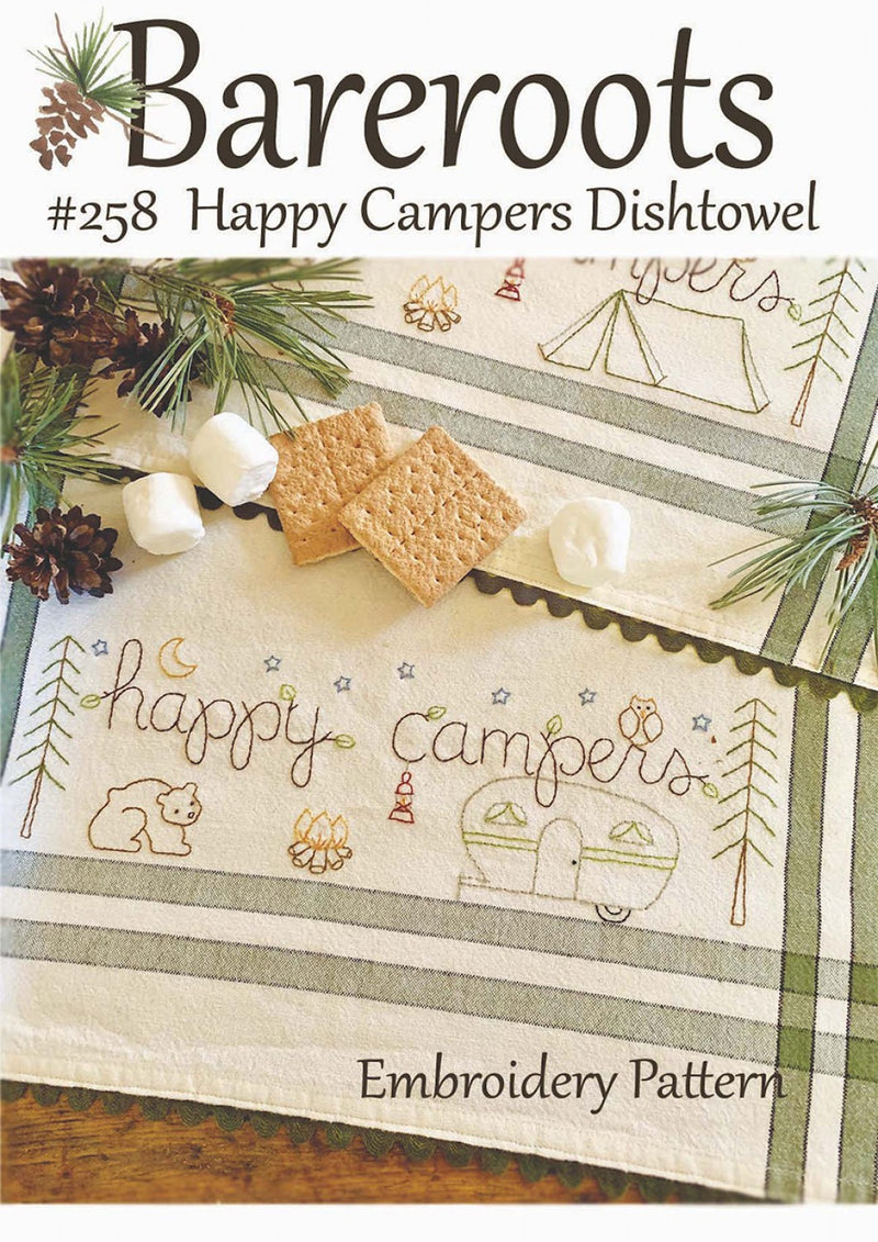 Bareroots Happy Campers Embroidered Dishtowel Pattern