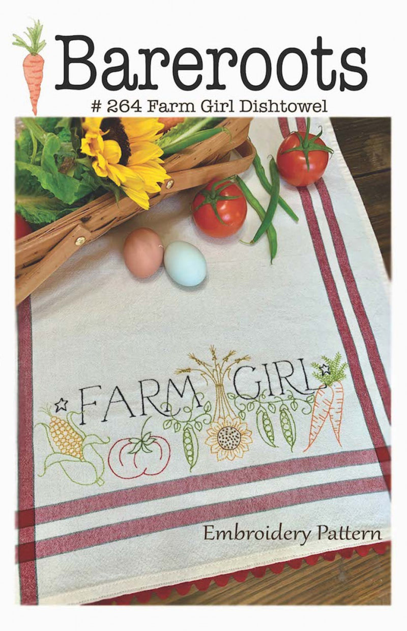 Bareroots Farm Girl Embroidered Dishtowel Pattern