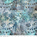 Riley Blake Places You'll Go Boats Caribbean Shale Batik Fabric