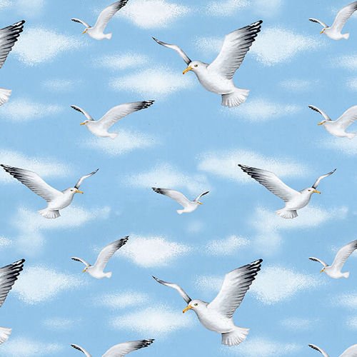 Blank Quilting Wade & Sea Seagulls on Sky Blue Fabric ONLINE PURCHASE ONLY