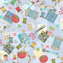3 Wishes Shop Hopping Notions Stash Blue Fabric