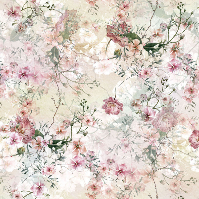 Hoffman Blush Garden Floral Light Camellia Fabric