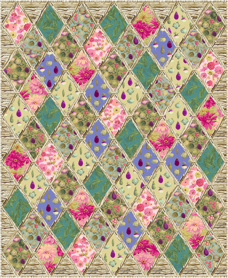Martha Negley Garden Teal Sweet Pea Fabric