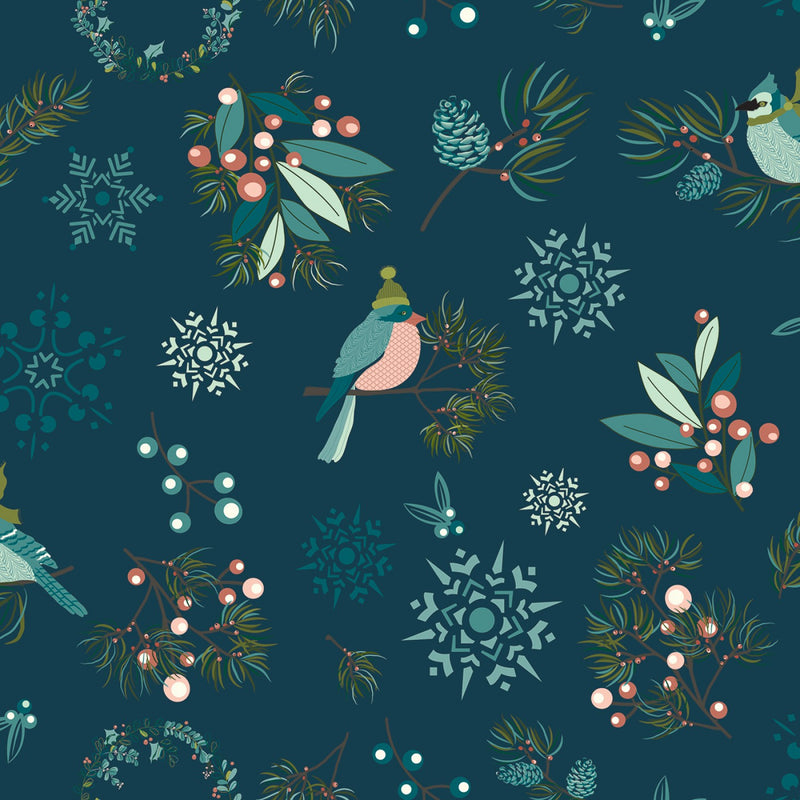 Riley Blake Arrival Of Winter Main Navy Fabric