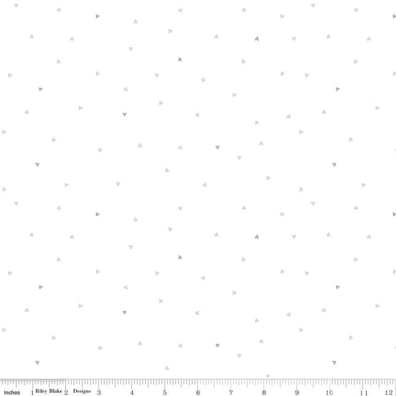 Riley Blake Lights On Heart White On White Fabric