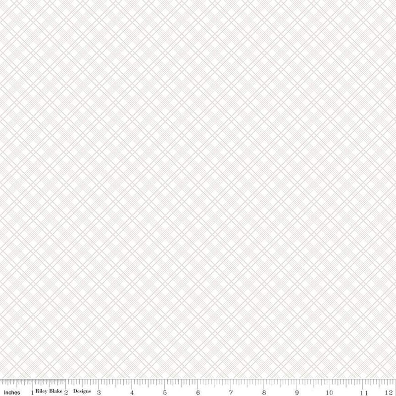 Riley Blake Lights On Quilter Plaid White On White Fabric
