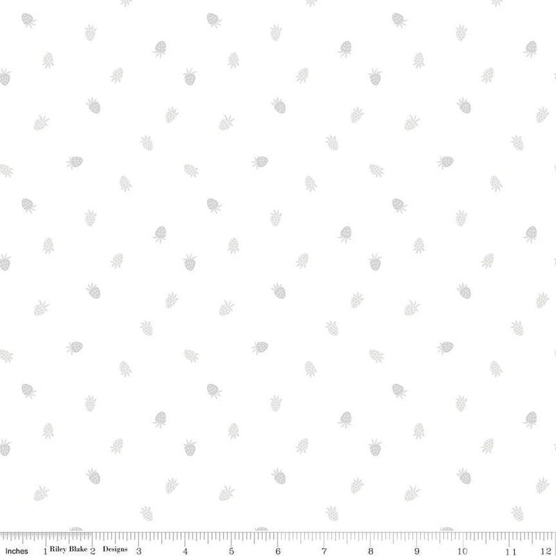 Riley Blake Lights On Strawberries White On White Fabric