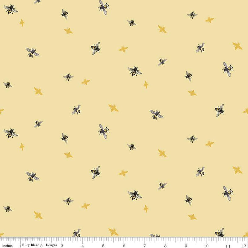 Riley Blake Honey Bees And Flowers Please Bees Yellow Fabric