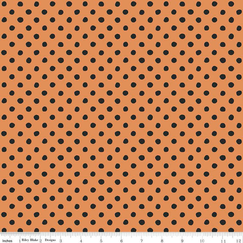 Riley Blake Trick Or Treat Dots Orange Fabric