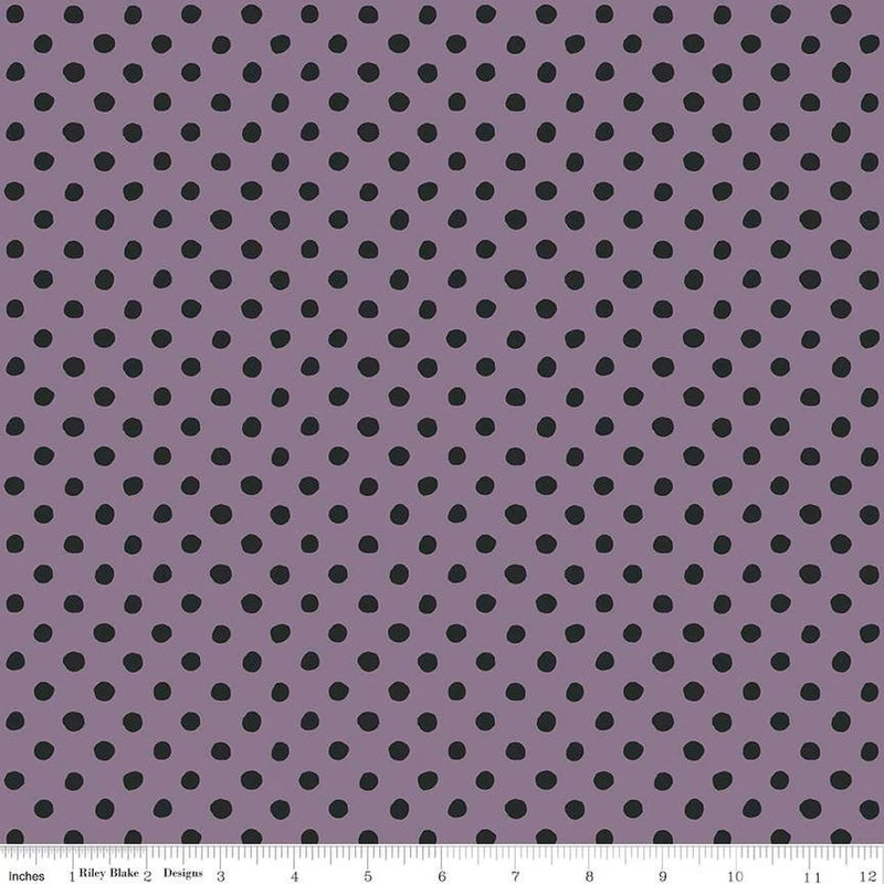 Riley Blake Trick Or Treat Dots Plum Fabric