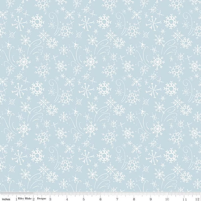 Riley Blake Santa's Tree Farm Snowflakes Sky Fabric