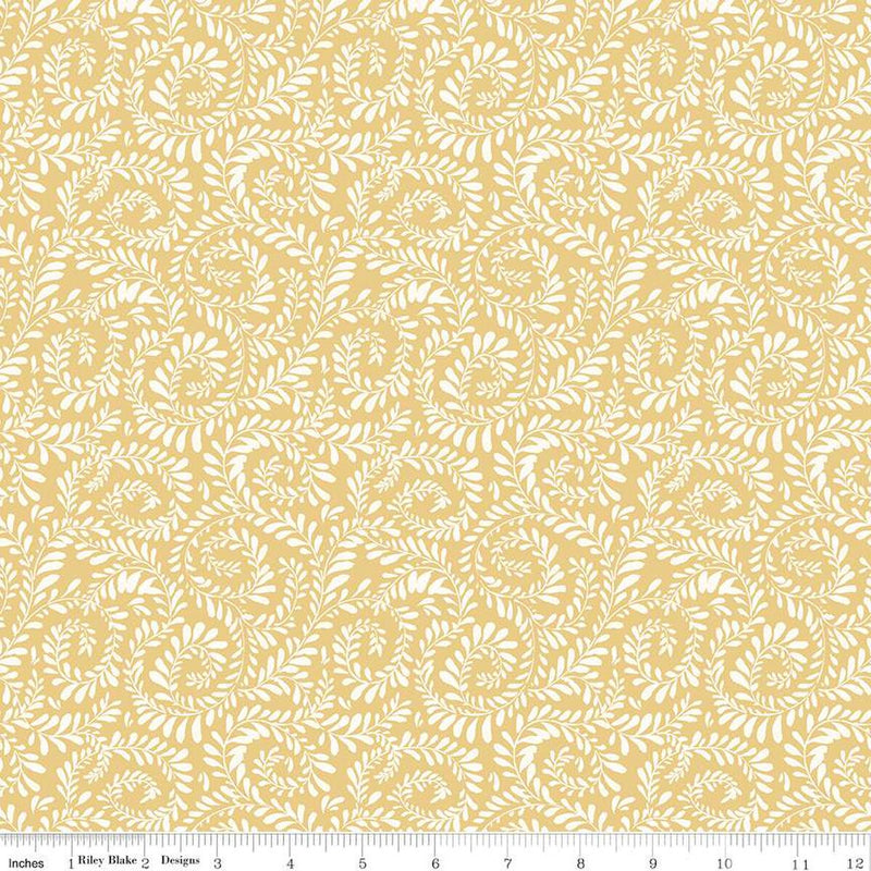 Riley Blake Sunflower Whispers Ferns Yellow Fabric