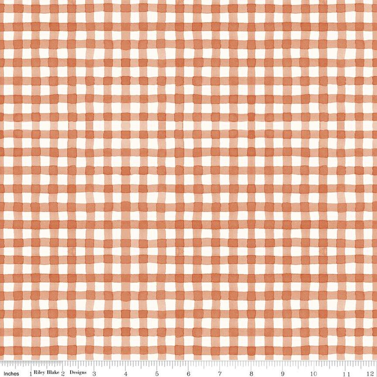 Riley Blake Sunflower Whispers Gingham Pumpkin Fabric Riley Blake Sunflower Whispers Gingham Pumpkin Fabric