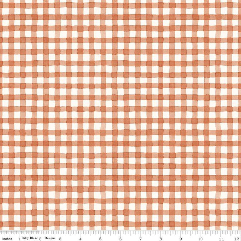 Riley Blake Sunflower Whispers Gingham Pumpkin Fabric