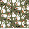 Riley Blake Northern Christmas Snowmen Green Fabric
