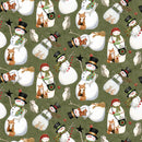 Riley Blake Northern Christmas Snowmen Green Fabric