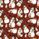 Riley Blake Northern Christmas Snowmen Red Fabric