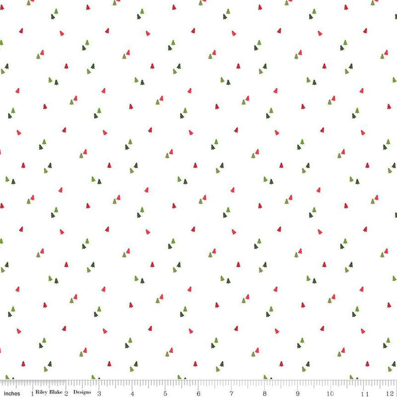 Riley Blake Seasonal Basics Trees White Fabric