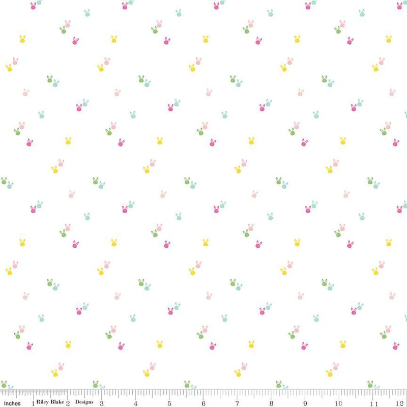 Riley Blake Seasonal Basics Bunnies White Fabric